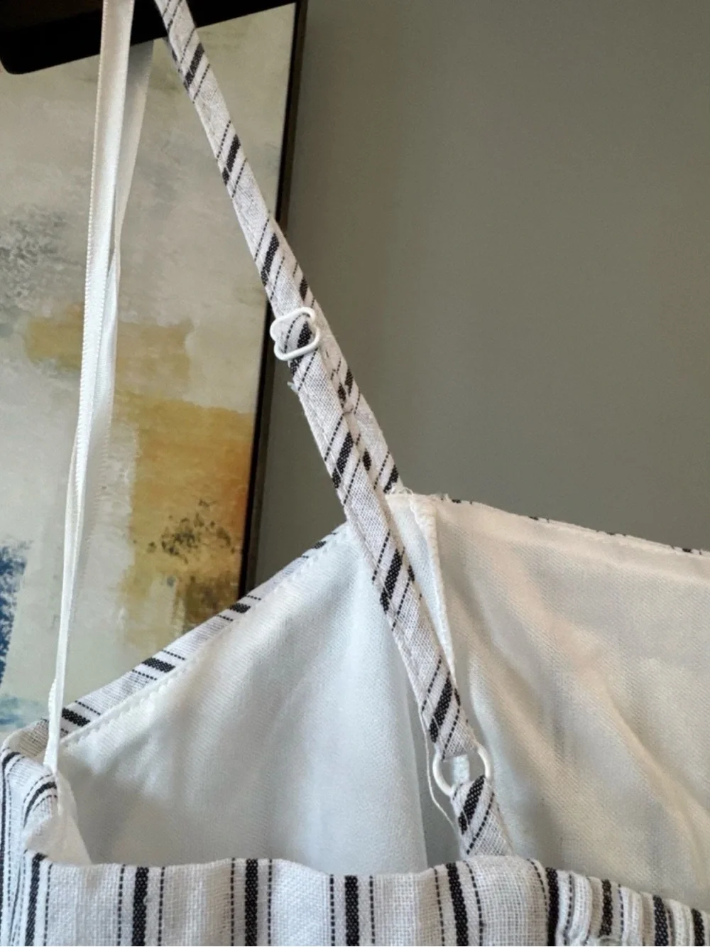She + Sky White and Navy Striped Tie-Front Jumpsuit - Picture 5 of 8